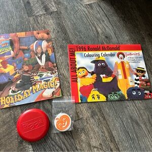 Vintage  Retro 90s McDonald’s marketing bundle calendar magazine button frisbee